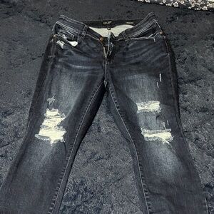 Judy Blue Dark Blue Distressed Skinny Jeans